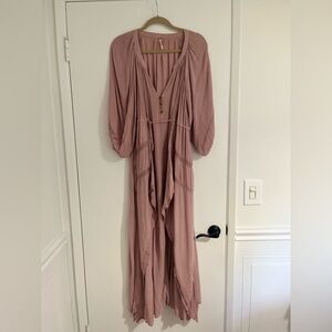Free People Plenty of Love Maxi Dress in Pale Mauve XS